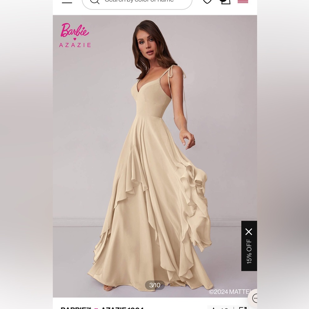 Azazie Cream Flowing Gown